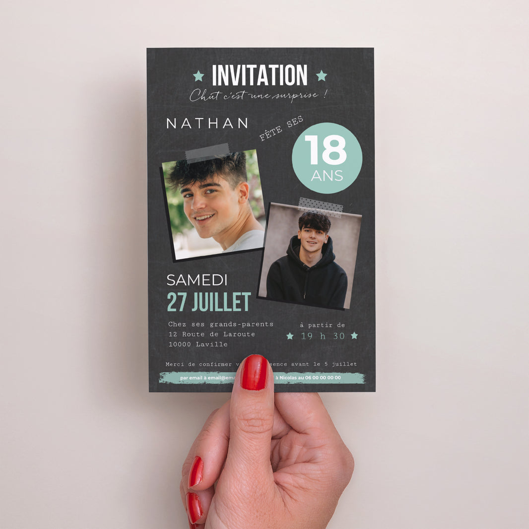 Invitations Anniversaire Adulte Portrait Pop 18 photo N° 2