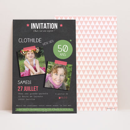 Invitations Anniversaire Adulte Portrait Pop 50 ans photo N° 1