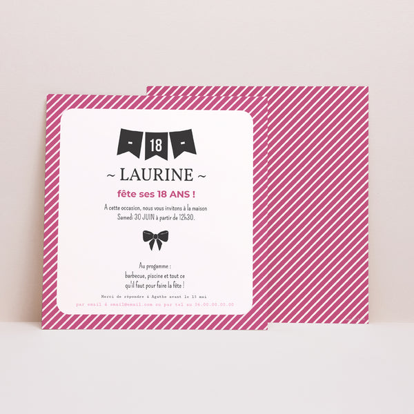 Invitations Anniversaire Adulte Carré Fanion 18 photo