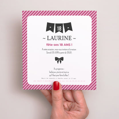 Invitations Anniversaire Adulte Carré Fanion 18 photo N° 2