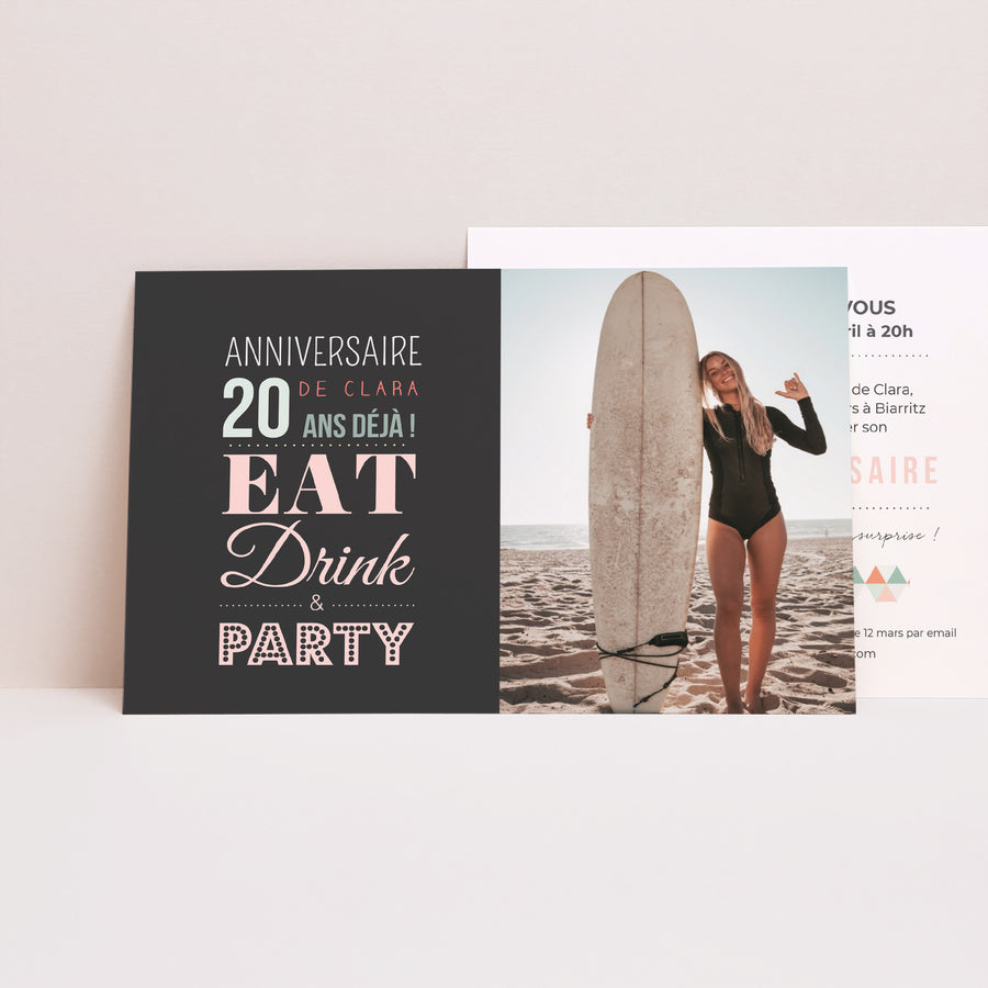 Invitations Anniversaire Adulte Paysage 20 ans Party photo