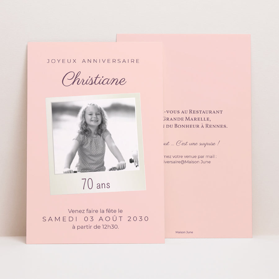 Invitations Anniversaire Adulte Portrait 70 Pola Party photo