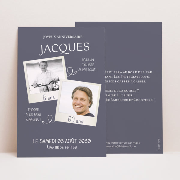 Invitations Anniversaire Adulte Portrait 60 PolaParty photo
