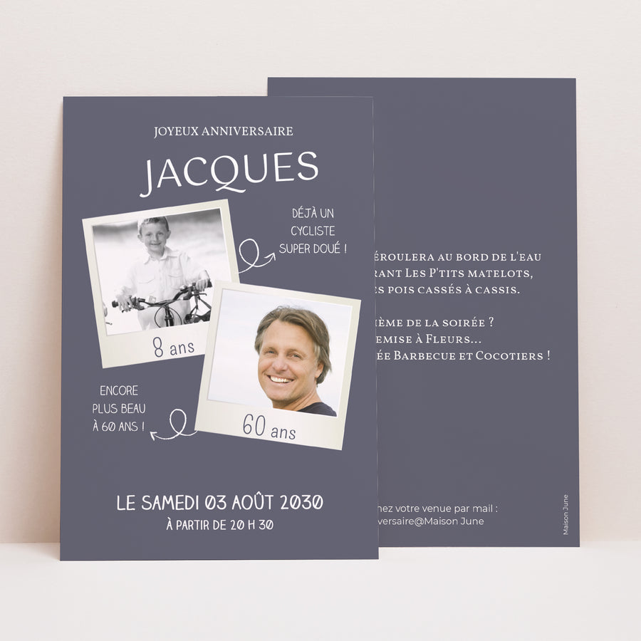 Invitations Anniversaire Adulte Portrait 60 PolaParty photo