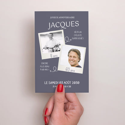 Invitations Anniversaire Adulte Portrait 60 PolaParty photo N° 2