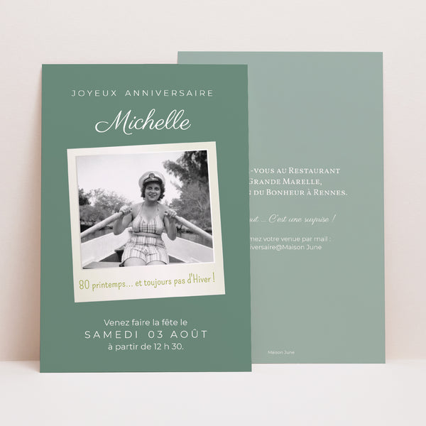 Invitations Anniversaire Adulte Portrait 80 Pola Party photo