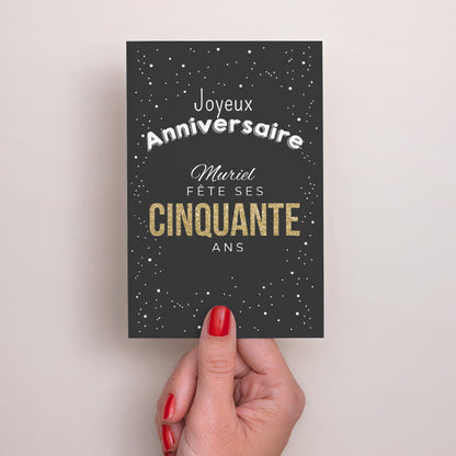 Invitations Anniversaire Adulte Portrait 50 Doré photo N° 2