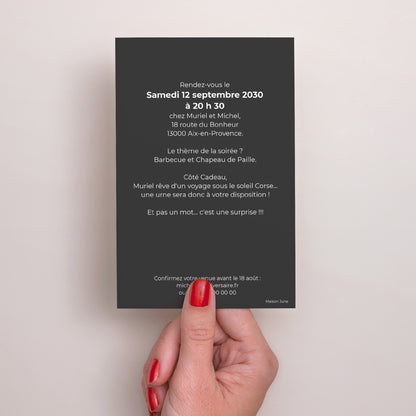 Invitations Anniversaire Adulte Portrait 50 Doré photo N° 3