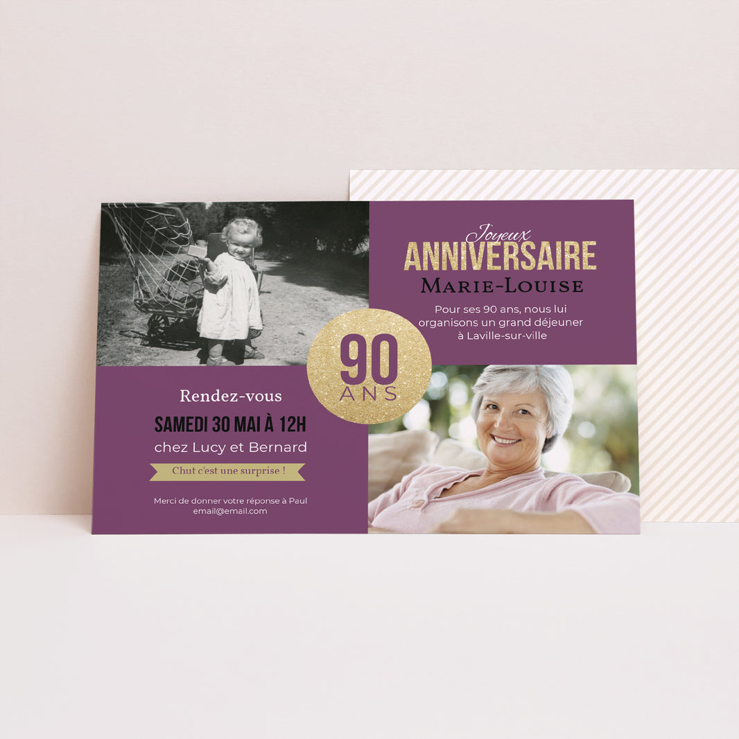 Invitations Anniversaire Adulte Paysage 90è Anniversaire photo N° 1