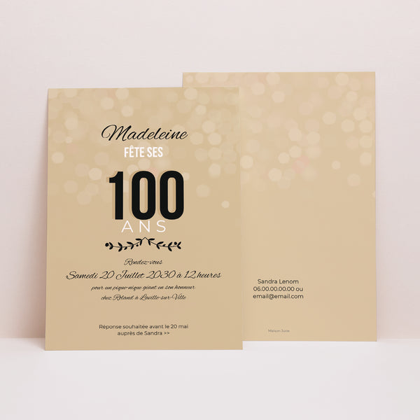 Invitations Anniversaire Adulte Portrait 100 ANS ! photo