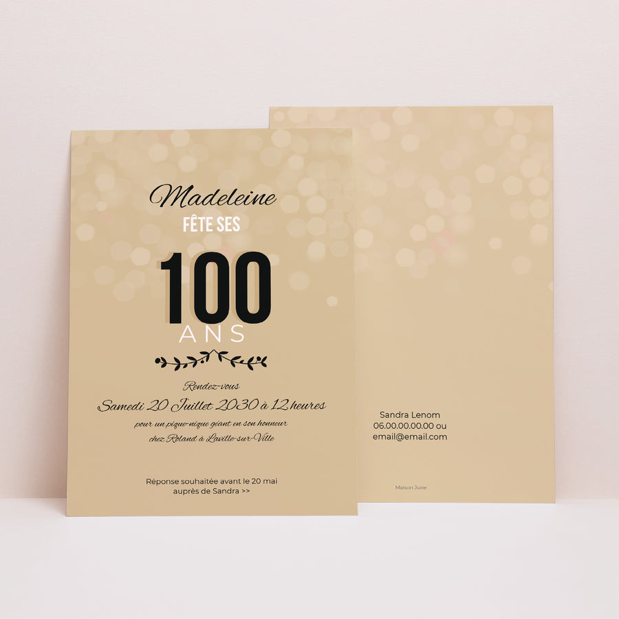 Invitations Anniversaire Adulte Portrait 100 ANS ! photo