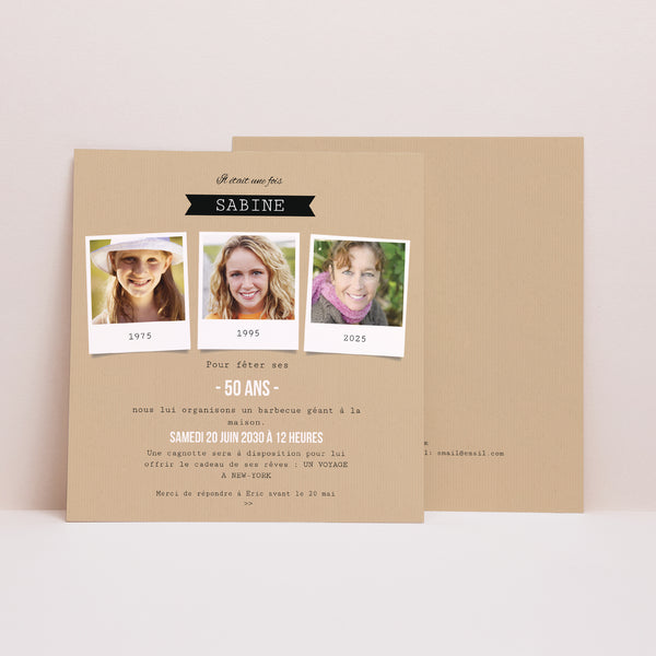 Invitations Anniversaire Adulte Carré 50 Diapo photo