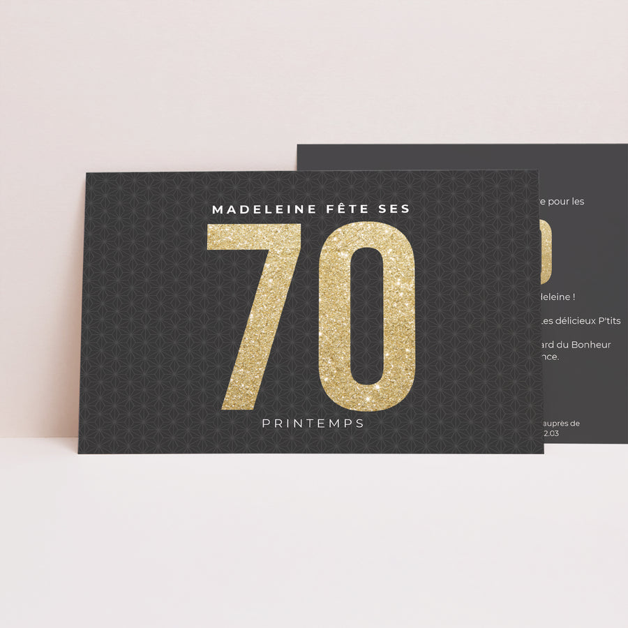 Invitations Anniversaire Adulte Paysage 70 or photo