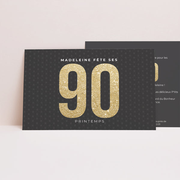 Invitations Anniversaire Adulte Paysage 90 Or photo