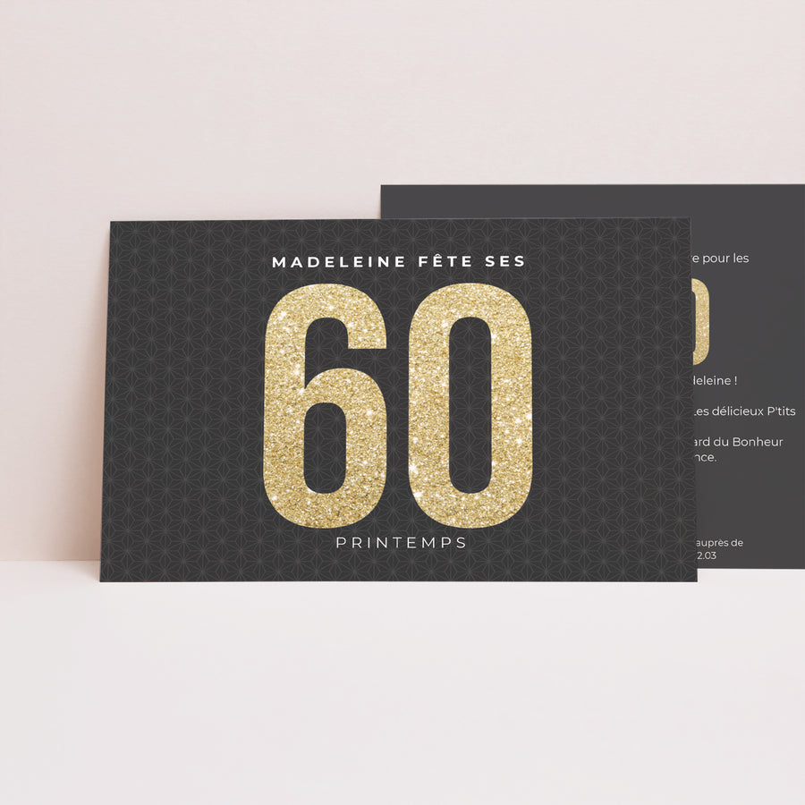 Invitations Anniversaire Adulte Paysage 60 or photo
