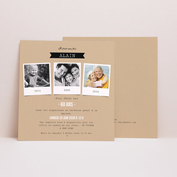Invitations Anniversaire Adulte Carré 60 Diapo photo