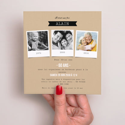 Invitations Anniversaire Adulte Carré 60 Diapo photo N° 2