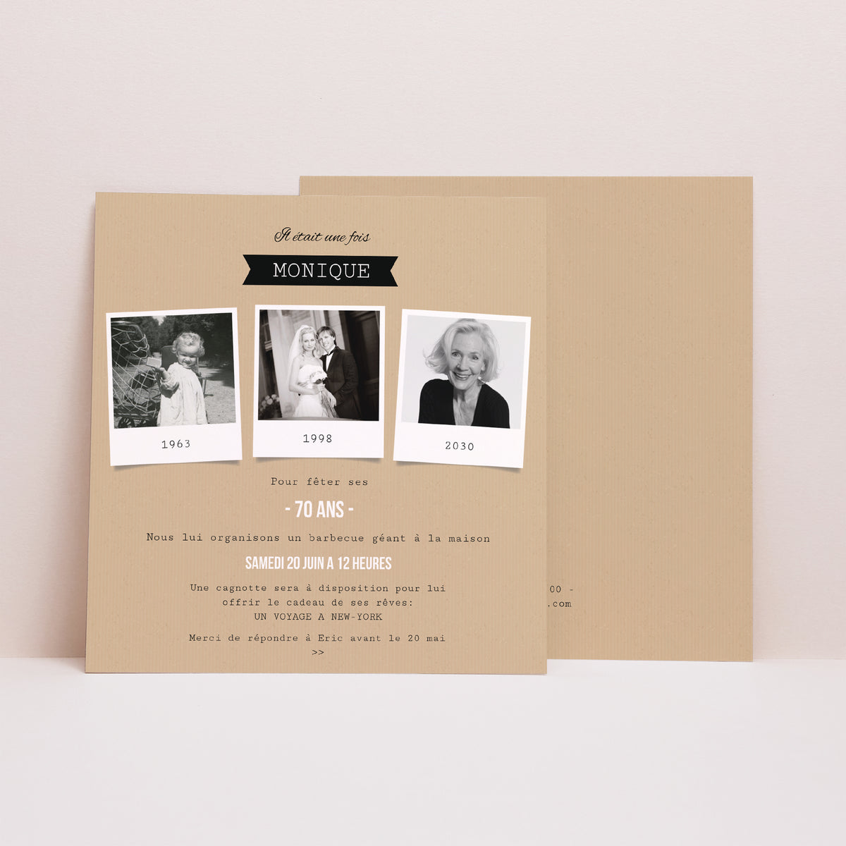 Invitations Anniversaire Adulte Carré 70 diapo photo
