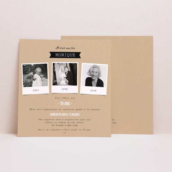 Invitations Anniversaire Adulte Carré 70 diapo photo