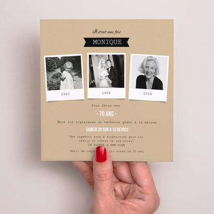 Invitations Anniversaire Adulte Carré 70 diapo photo N° 2