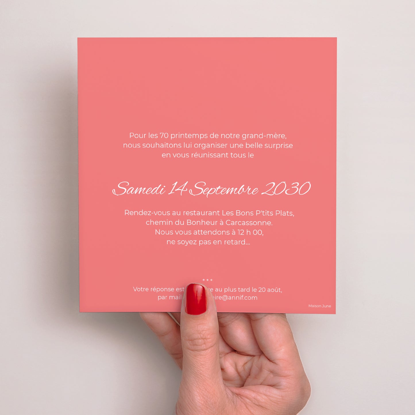 Invitations Anniversaire Adulte Carré 70 petites fleurs photo N° 3