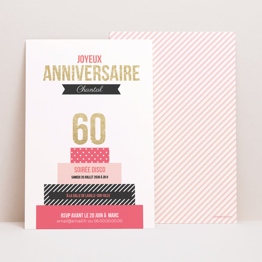 Invitations Anniversaire Adulte Portrait Gâteau anniversaire photo