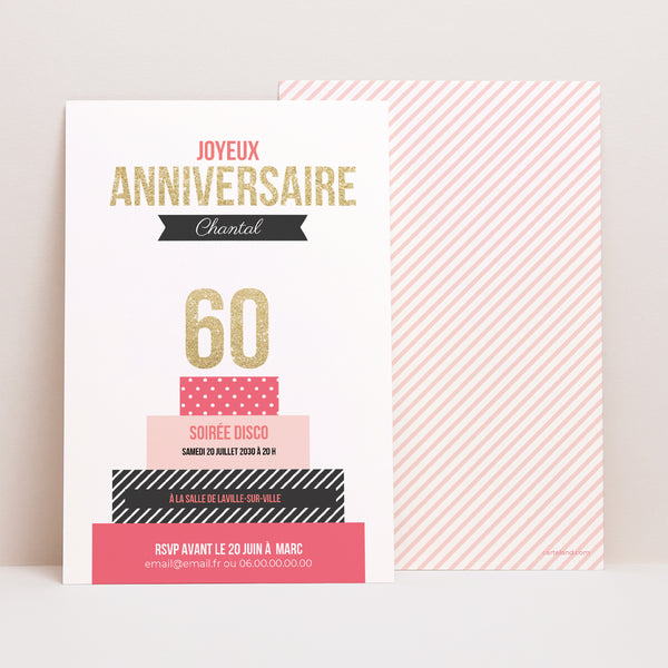 Invitations Anniversaire Adulte Portrait Gâteau anniversaire photo