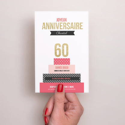 Invitations Anniversaire Adulte Portrait Gâteau anniversaire photo N° 2