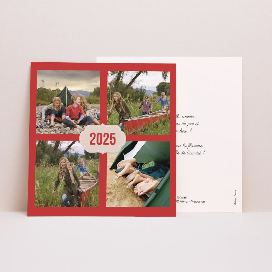 Carte de voeux Fin d'année Carré Quartet rouge photo
