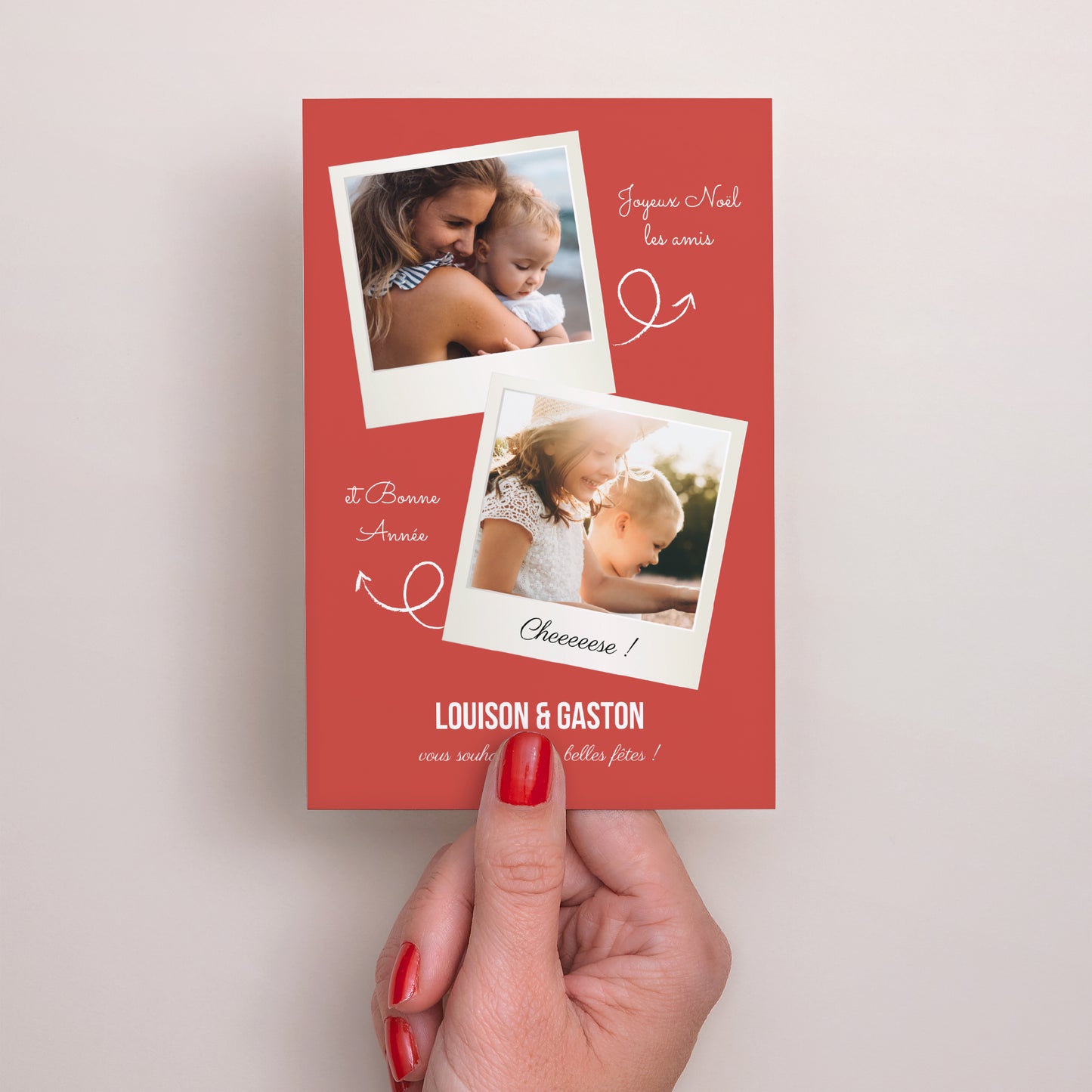 Carte de Noel Fin d'année Portrait Vintage Pola photo N° 2