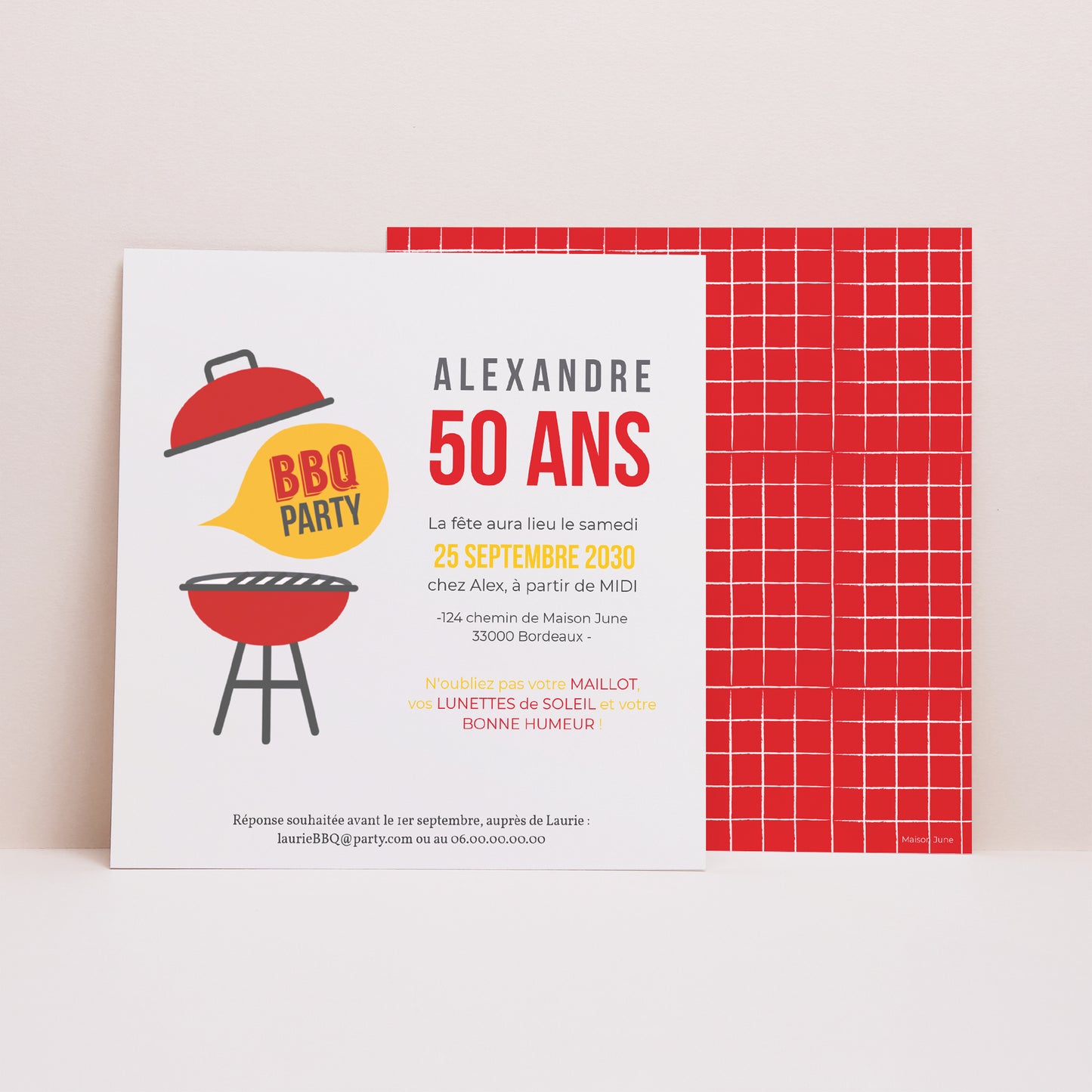 Invitations Anniversaire Adulte Carré BBQ Party photo N° 1