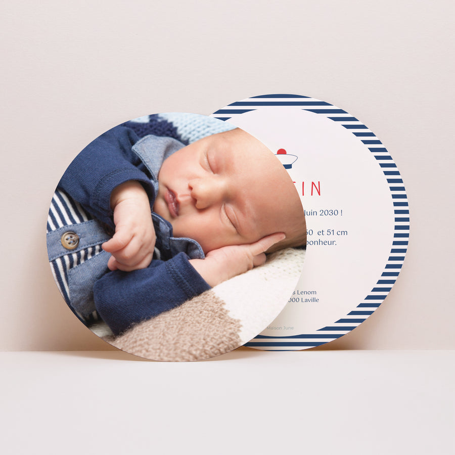 Faire-part Naissance Rond Petit mousse photo