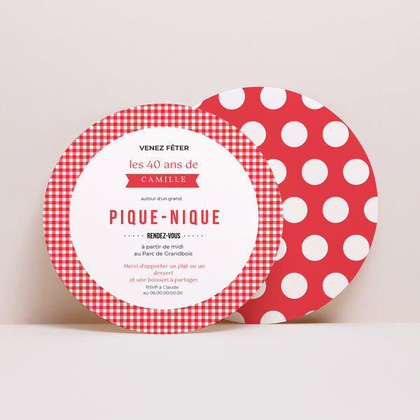 Invitations Anniversaire Adulte Rond Pique-Nique photo