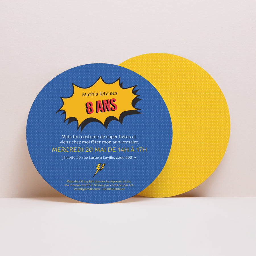 Invitations Anniversaire Enfant Rond Super Anni photo