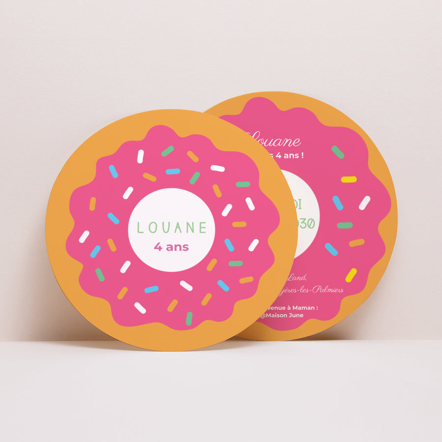 Invitations Anniversaire Enfant Rond Donut party photo