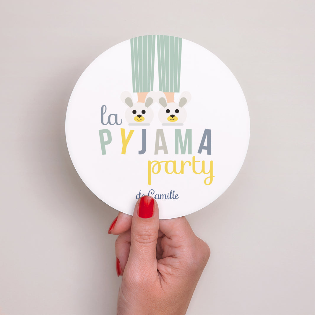 Invitations Anniversaire Enfant Rond Pyjama Party photo N° 2