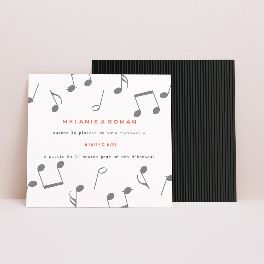 Invitations Mariage Carré Disque Vinyl photo