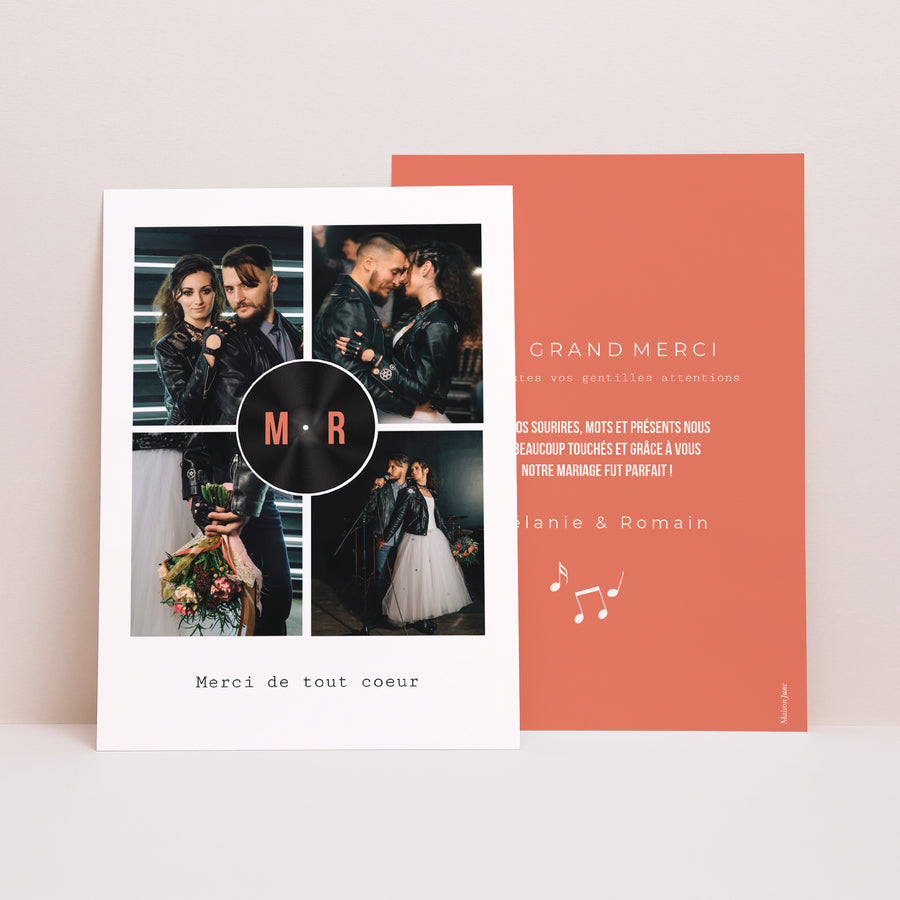 Remerciements Mariage Portrait Disque Vinyl photo