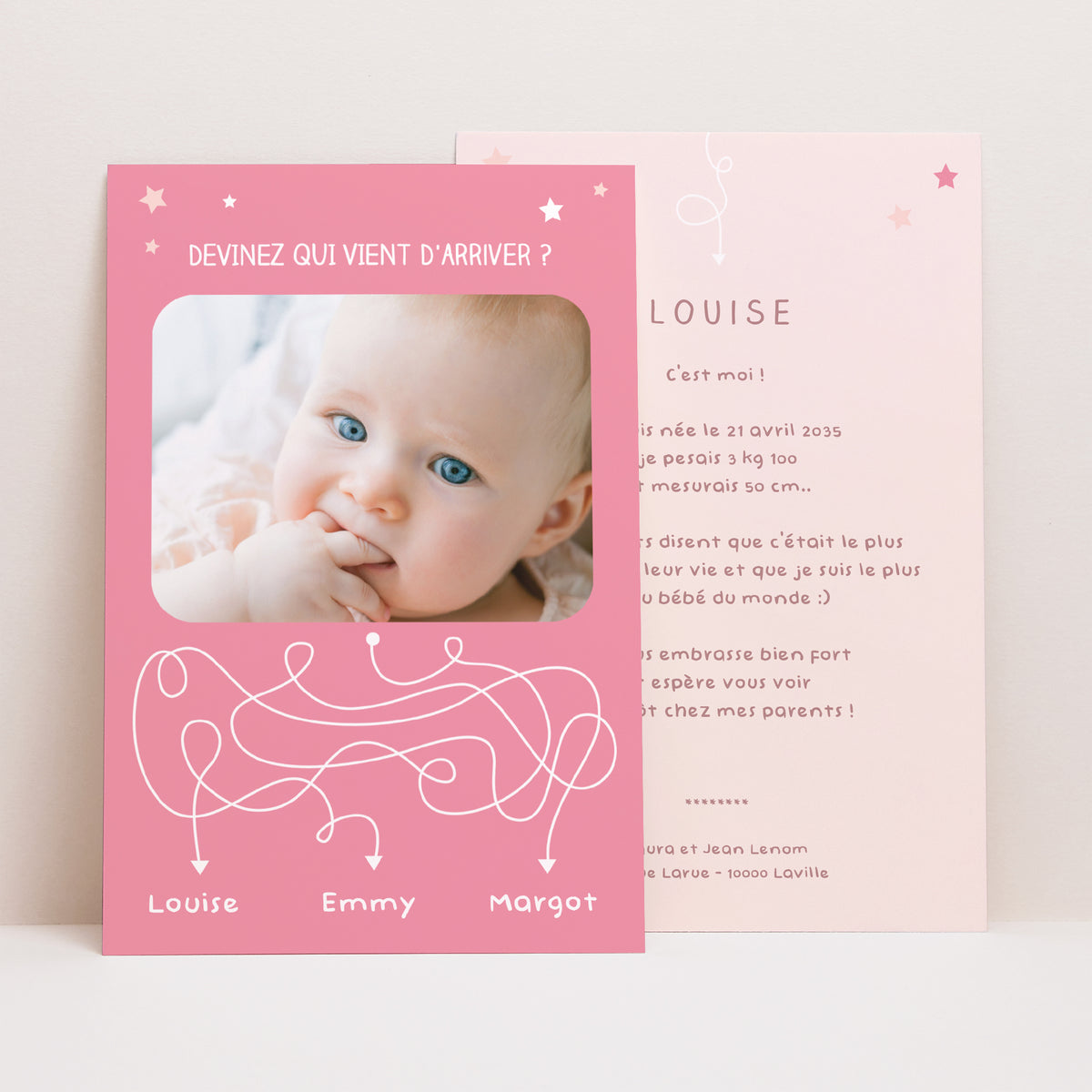 Faire-part Naissance Portrait Devinette photo