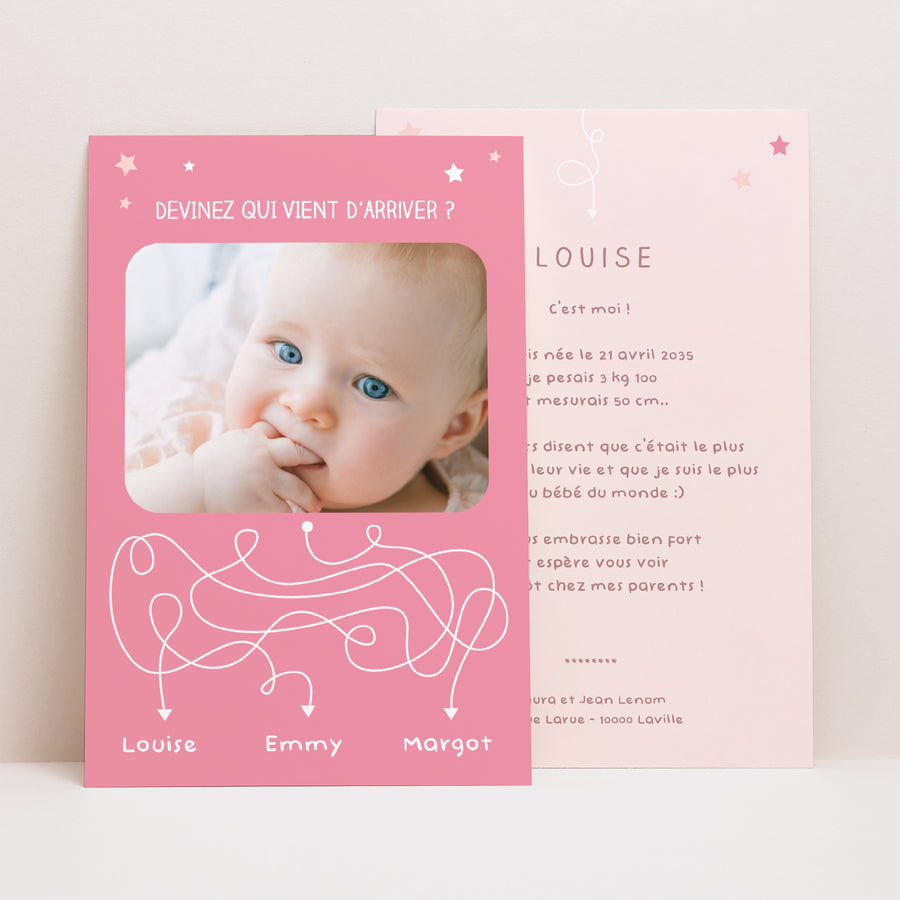 Faire-part Naissance Portrait Devinette photo