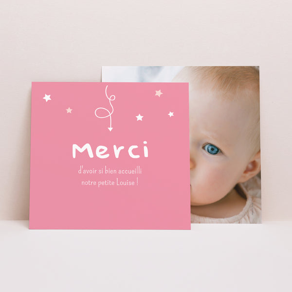 Remerciements Naissance Carré Devinette photo