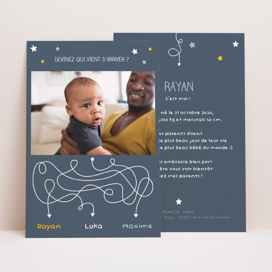 Faire-part Naissance Portrait Devinez photo