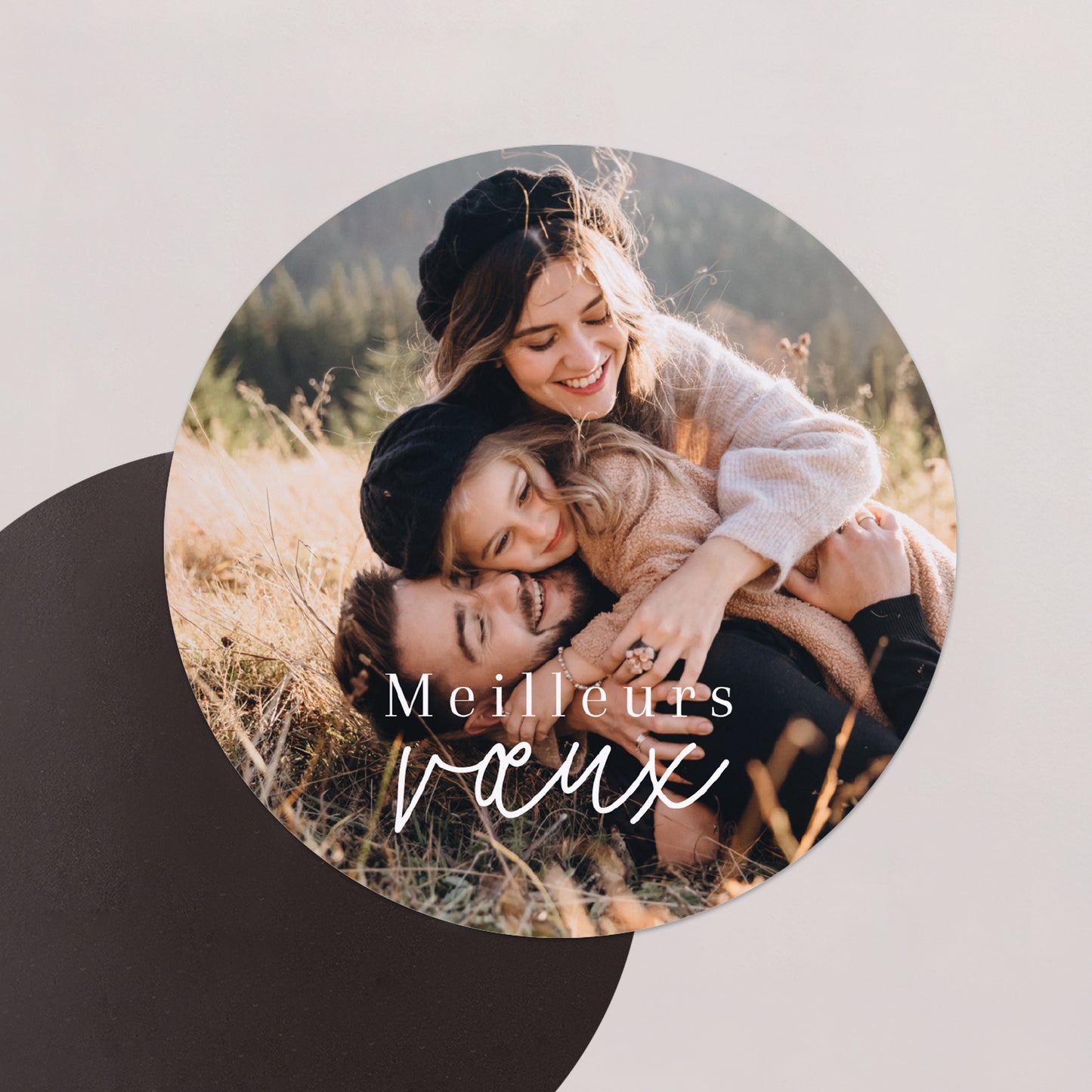 Carte de voeux Fin d'année Lot de 8, magnétique, rond, Ø 10cm Ombeline photo N° 1