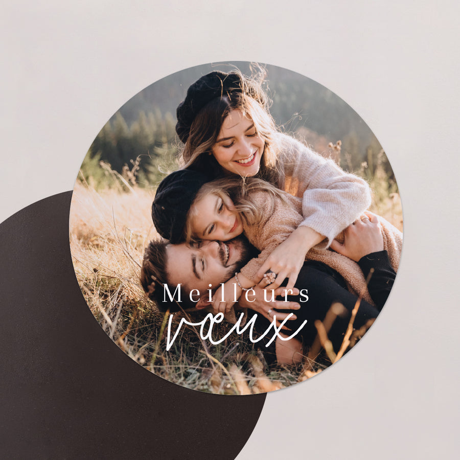 Carte de voeux Fin d'année Lot de 8, magnétique, rond, Ø 10cm Ombeline photo