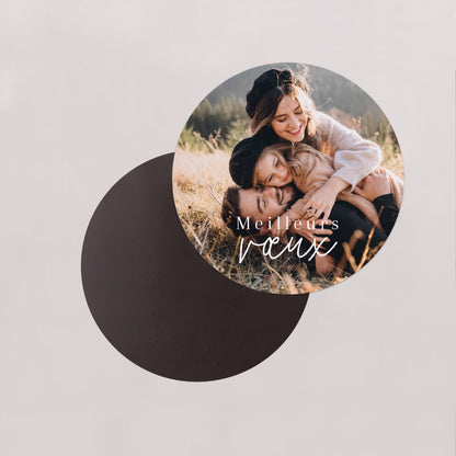 Carte de voeux Fin d'année Lot de 8, magnétique, rond, Ø 10cm Ombeline photo N° 2