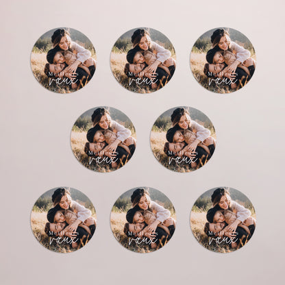 Carte de voeux Fin d'année Lot de 8, magnétique, rond, Ø 10cm Ombeline photo N° 3