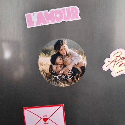 Carte de voeux Fin d'année Lot de 8, magnétique, rond, Ø 10cm Ombeline photo N° 4