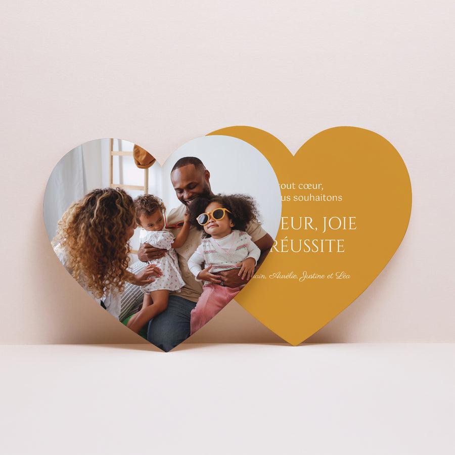 Carte de Noel Fin d'année Cœur Voeux d'amour photo