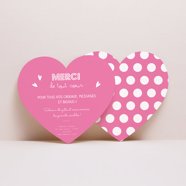 Remerciements Naissance Cœur Petit Coeur Rose photo