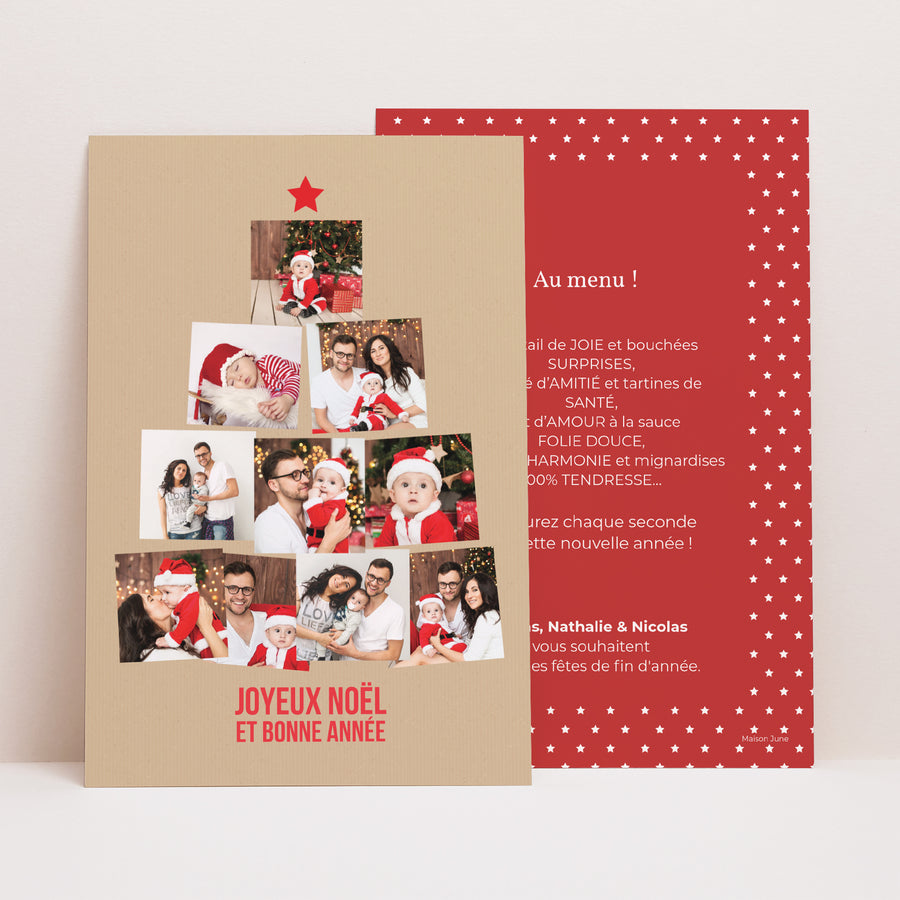 Carte de Noel Fin d'année Portrait Sapin de Photos photo